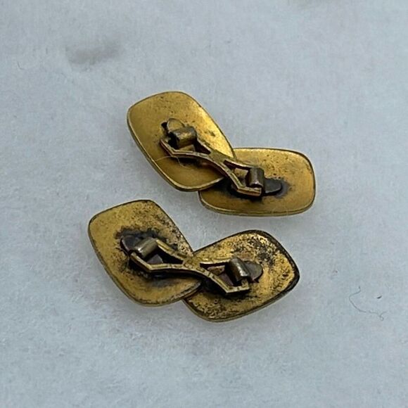 Antique-vintage gold plated cuff links and collar link. - Picture 4 of 7
